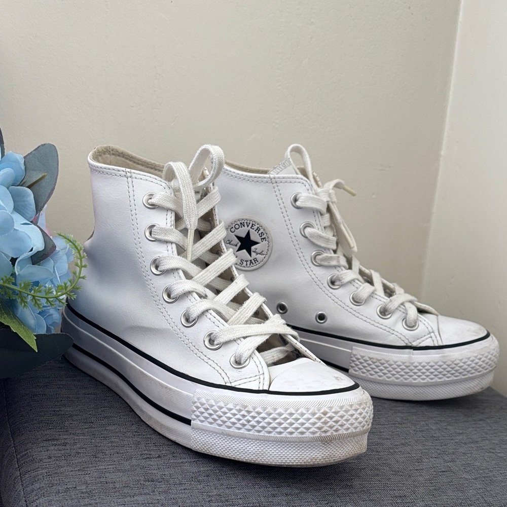 Converse White Platform High-Top Sneakers